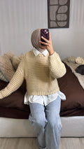 Pull en maille beige — MAÏ