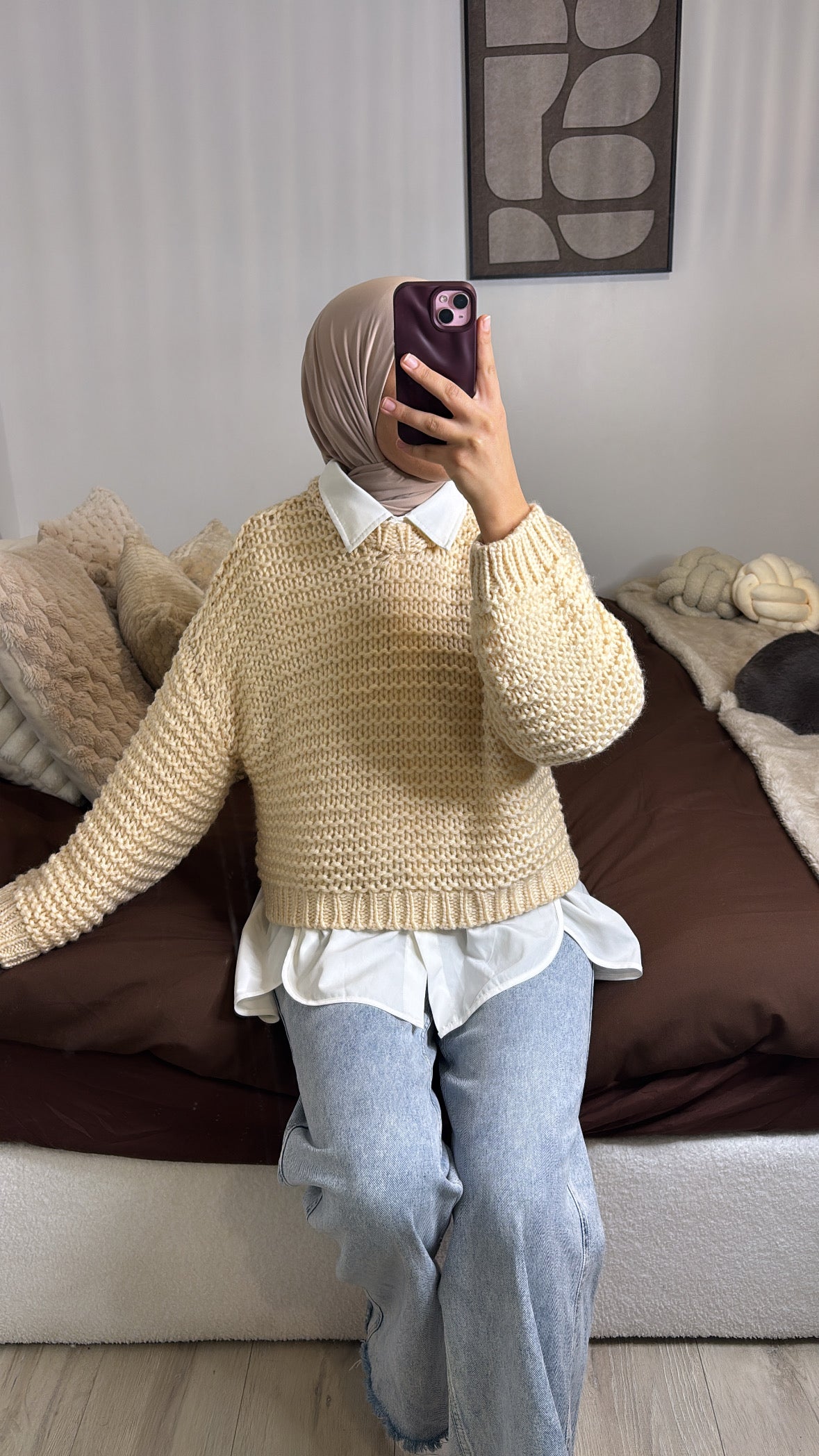 Pull en maille beige — MAÏ