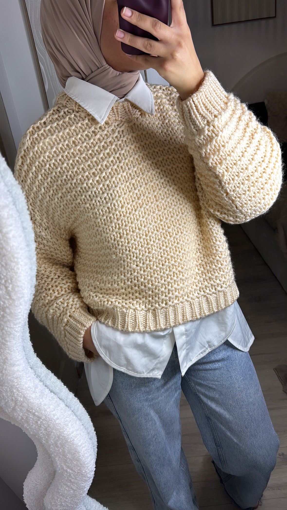 Pull en maille beige — MAÏ