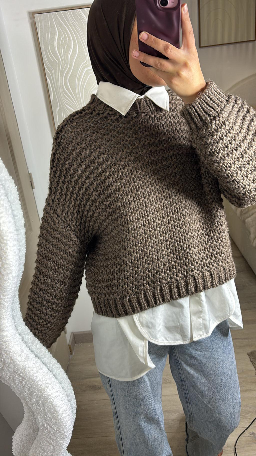 Pull en maille marron — MAÏ