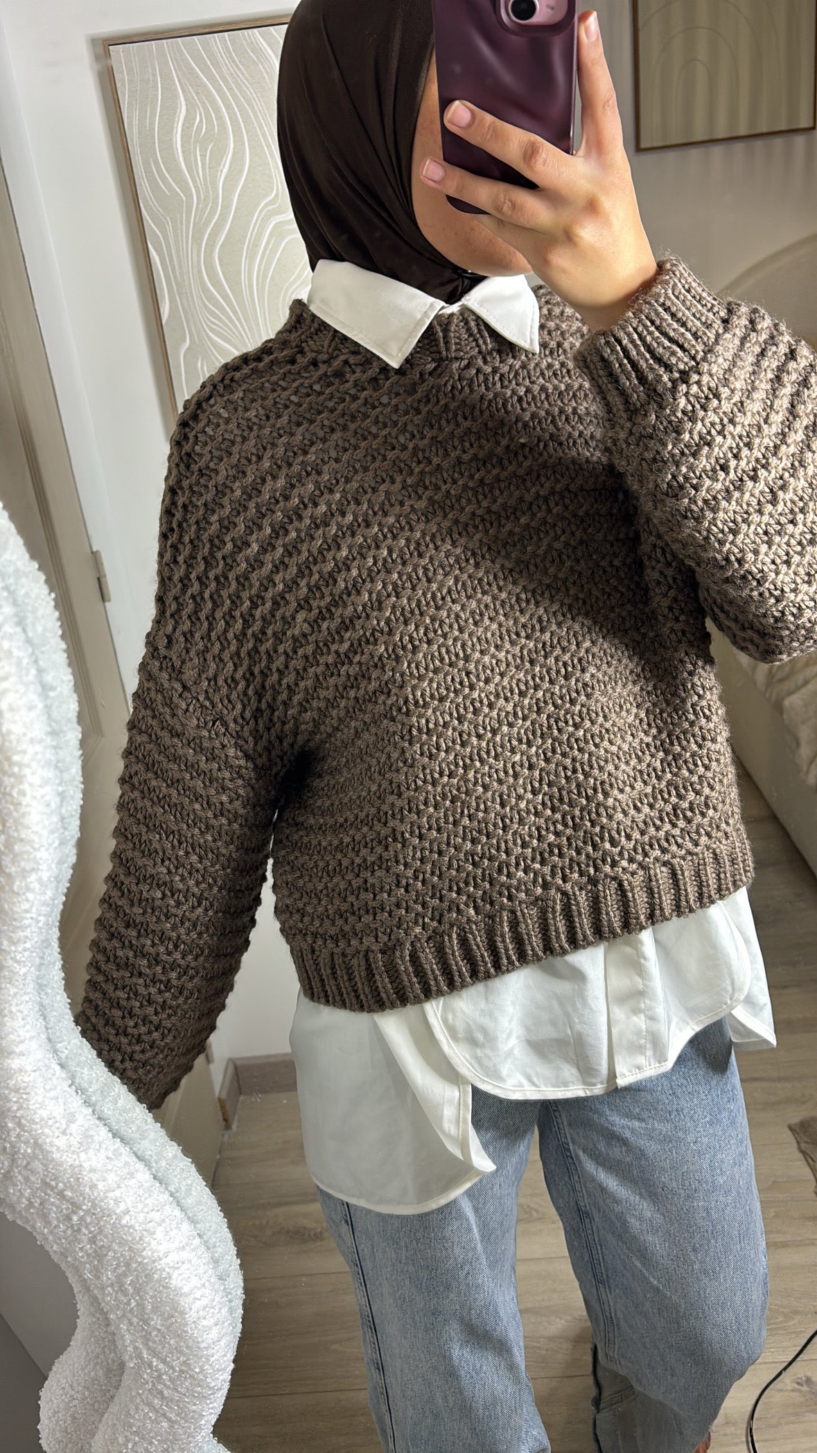 Pull en maille marron — MAÏ