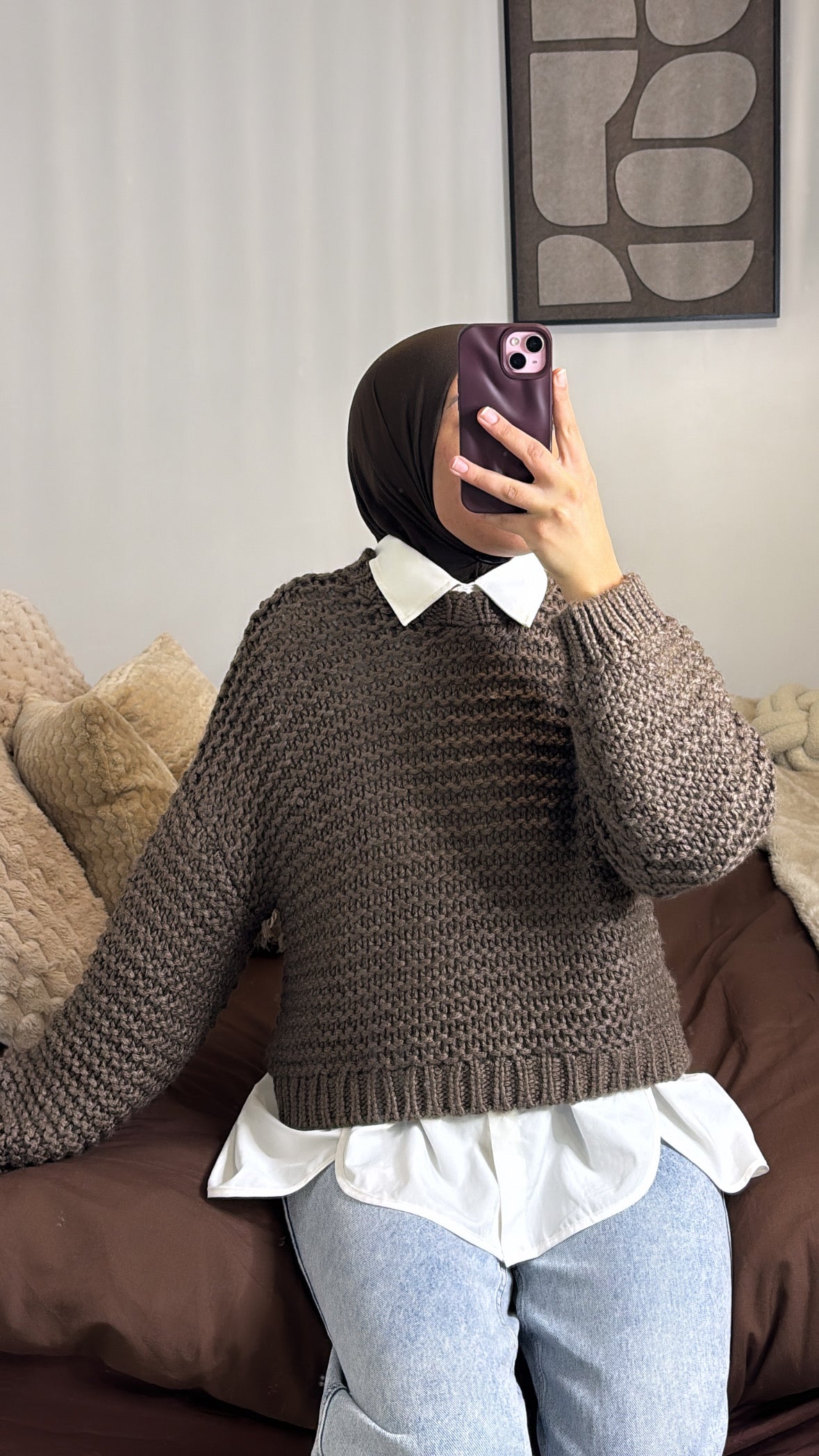 Pull en maille marron — MAÏ