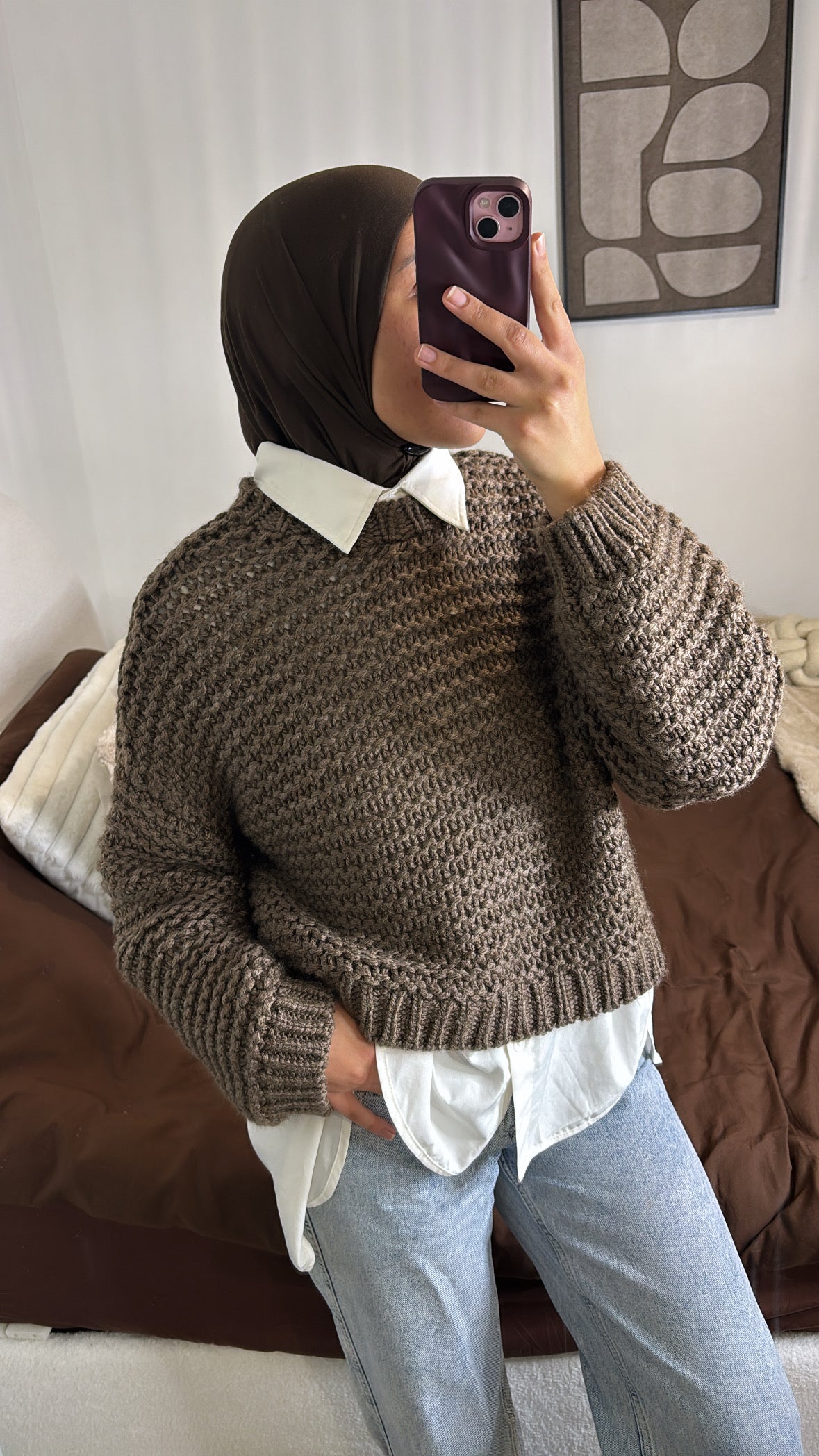 Pull en maille marron — MAÏ