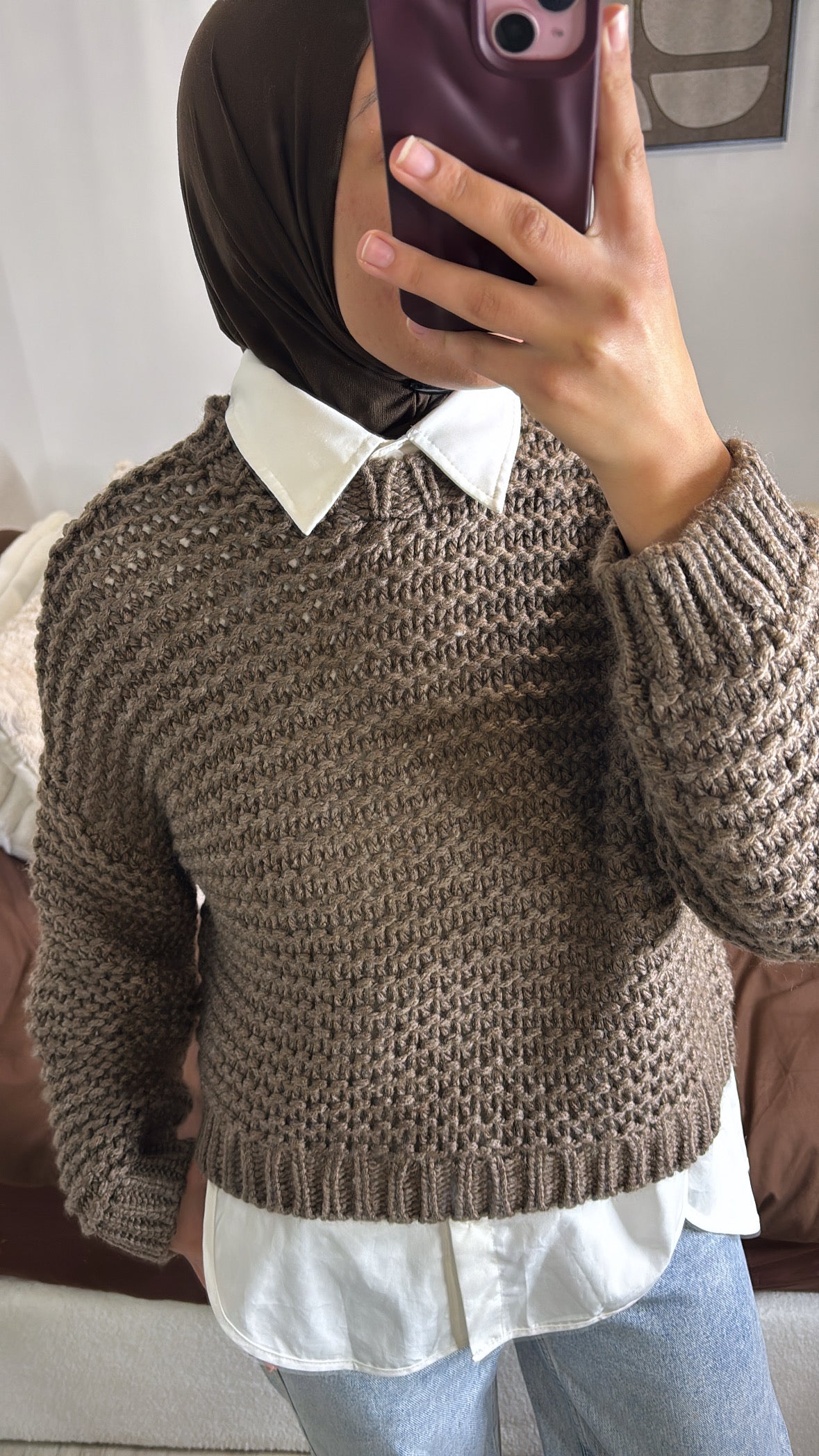 Pull en maille marron — MAÏ