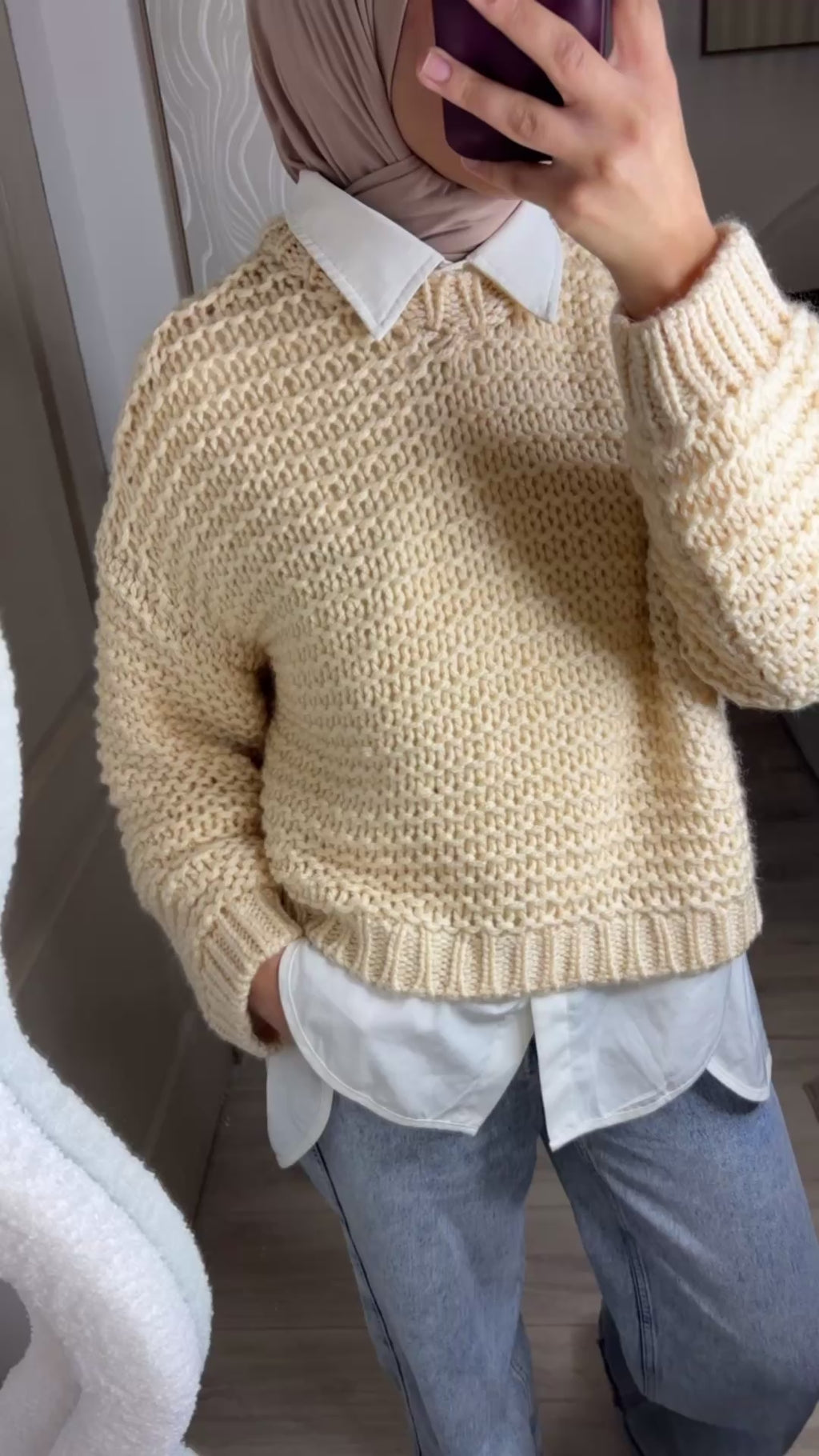 Pull en maille beige — MAÏ
